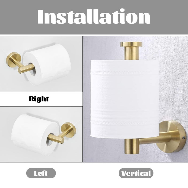 FAIRGIA Gold Bathroom Hardware, Toilet Paper Holder Towel Ring and Robe Hook Brushed Gold Bathroom Accessories Set Wall Mount 3 Pieces Stainless Steel1 - Image 3